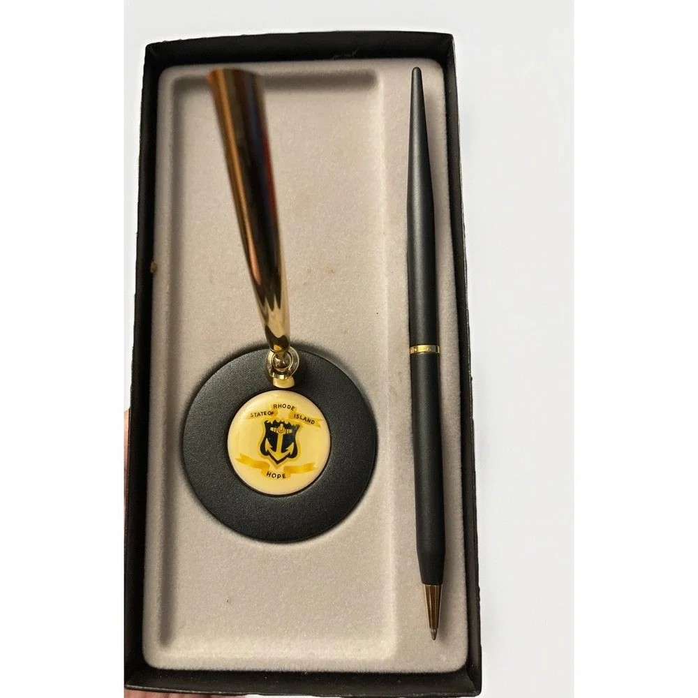 Quill Ball Point Pen And Holder  State of Rhode Island Vintage In Box
